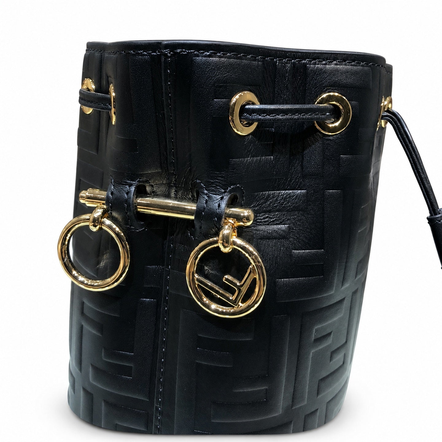Fendi Mon Tresor Small Leather Black Bucket Bag