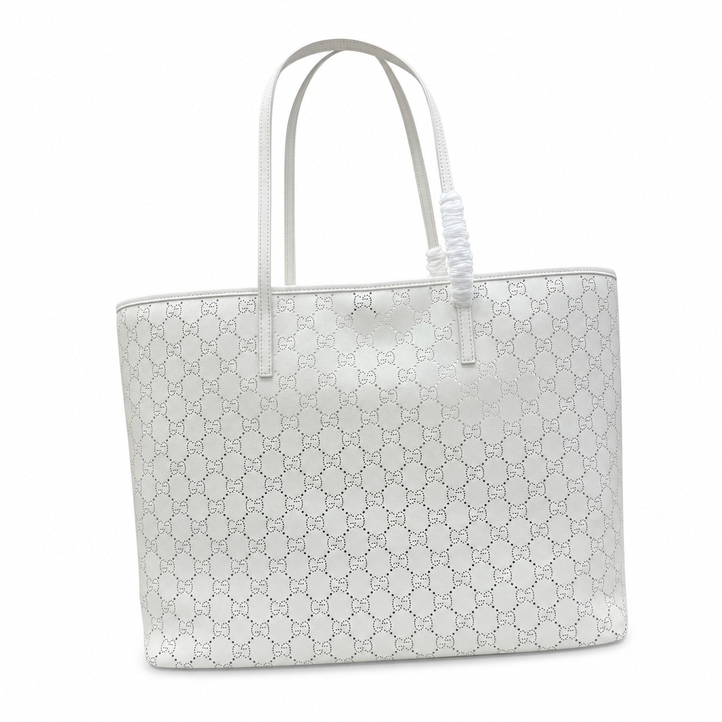 Gucci Suede Leather White Beige Gold Tote Bag