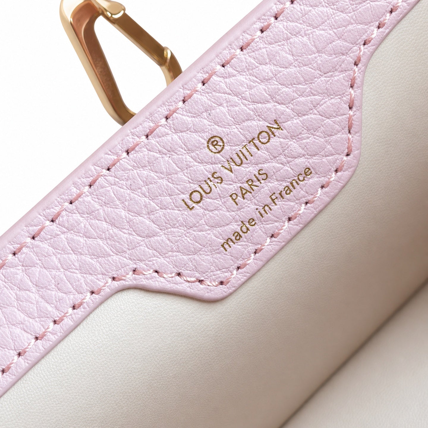 Louis Vuitton Capucines Mini Leather White Pink Gold Handbag