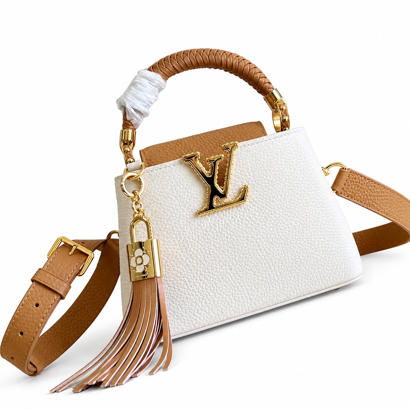 Louis Vuitton Capucines Mini Leather White Brown Handbag