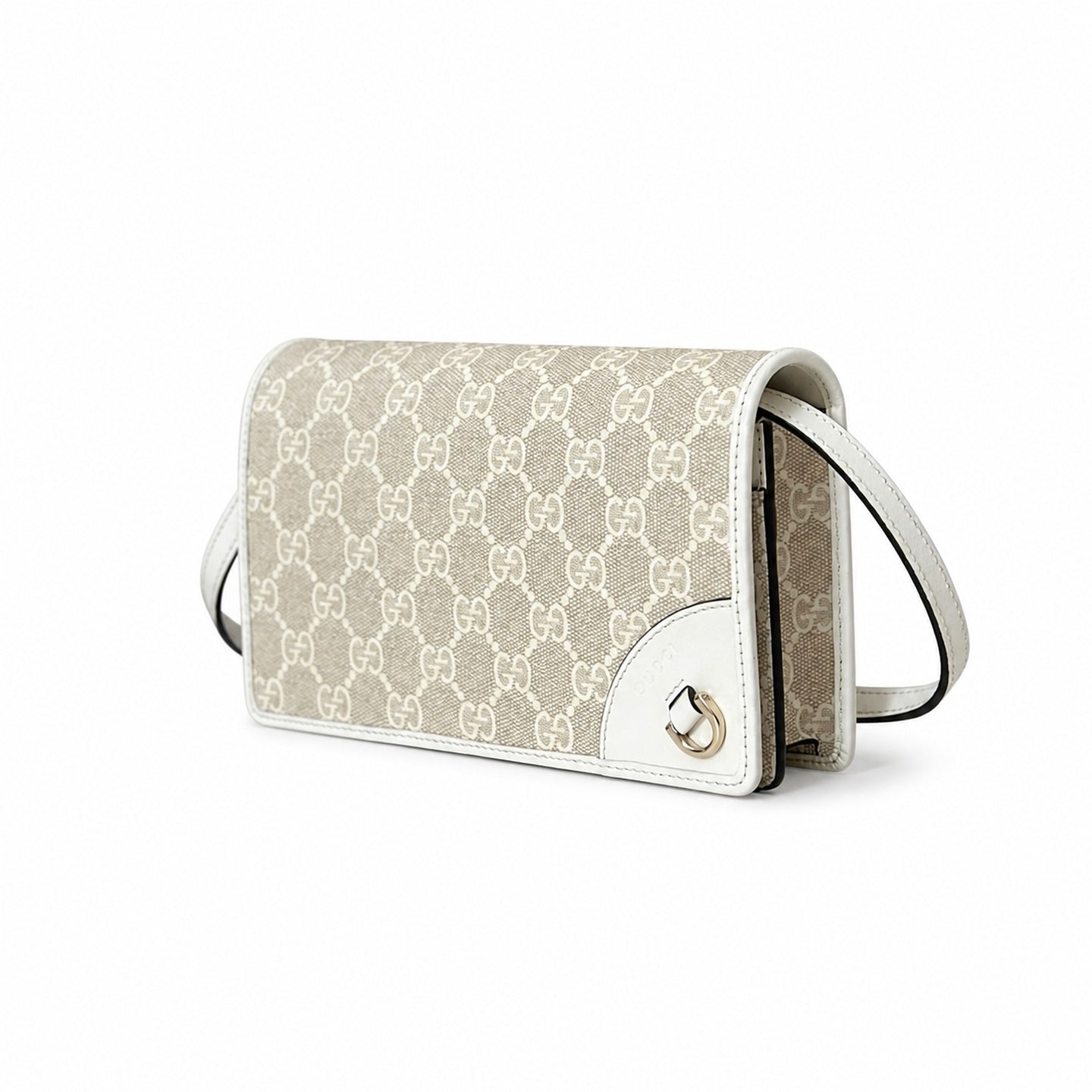 Gucci Small Leather White Beige Pink Shoulder Bag
