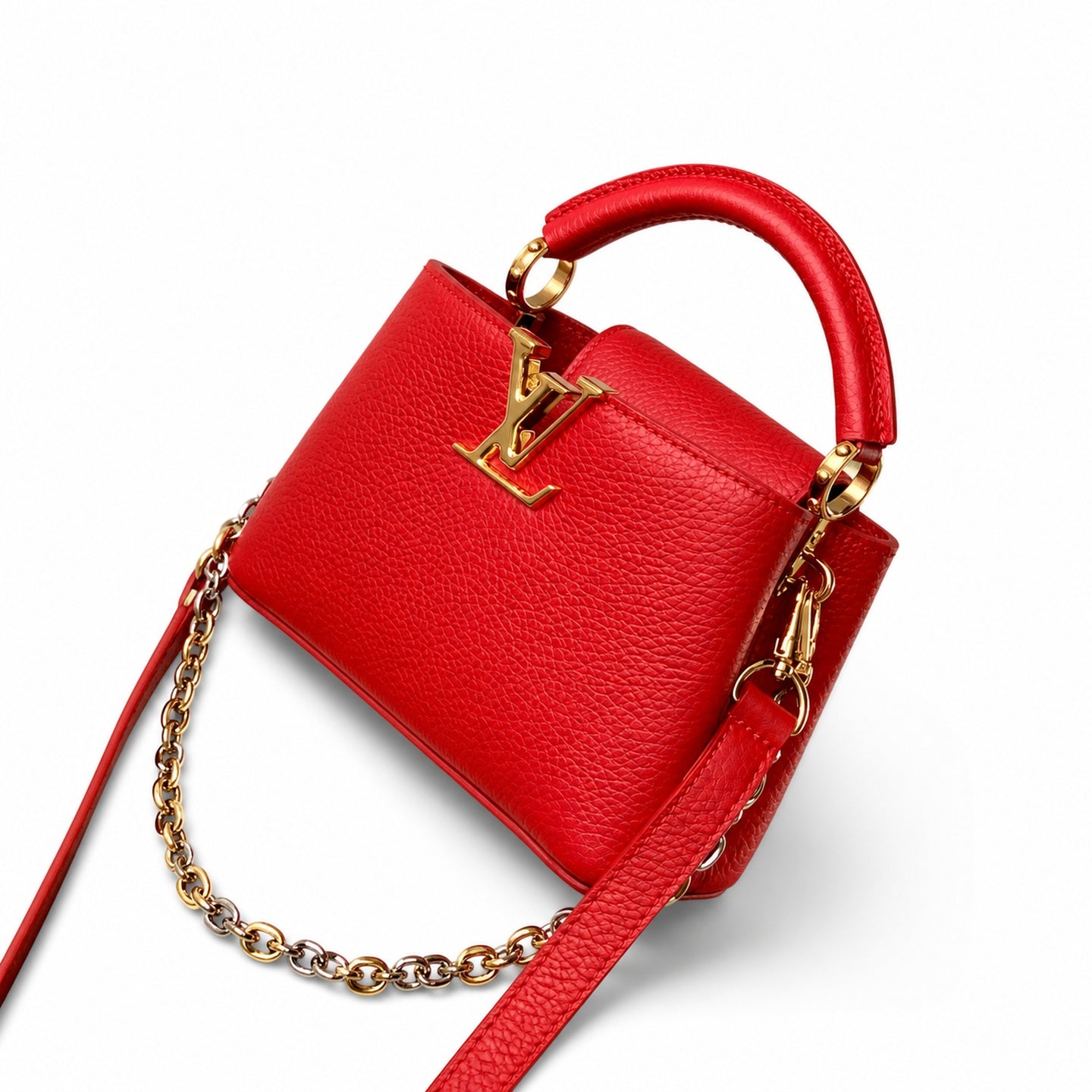 Louis Vuitton Capucines Mini Leather Red Handbag