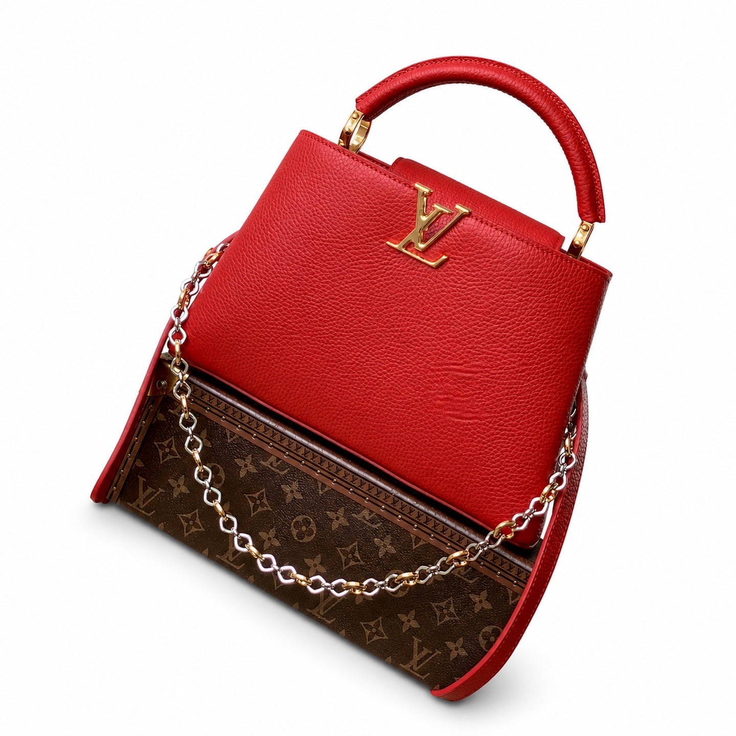 Louis Vuitton Capucines Medium Leather Red Handbag