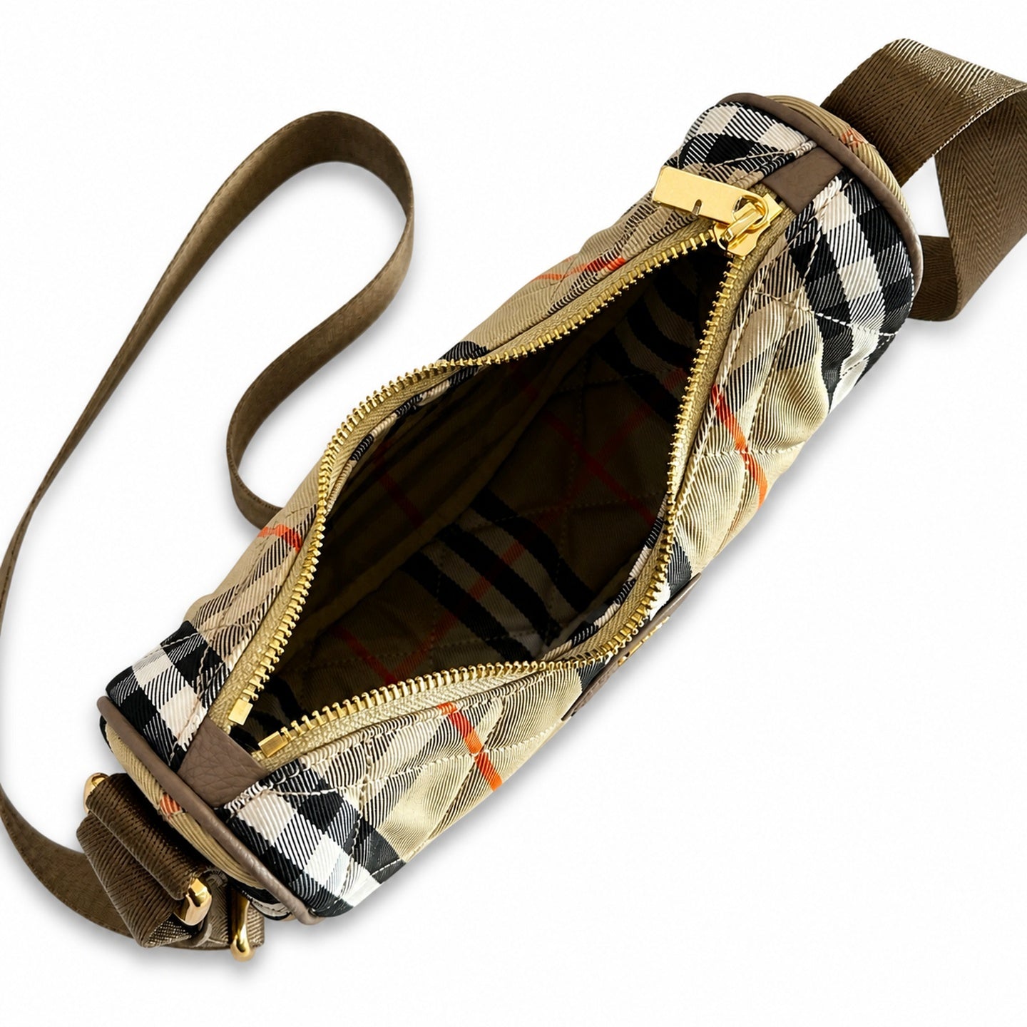 Burberry Horseshoe Quilted Check Crossbody Bag