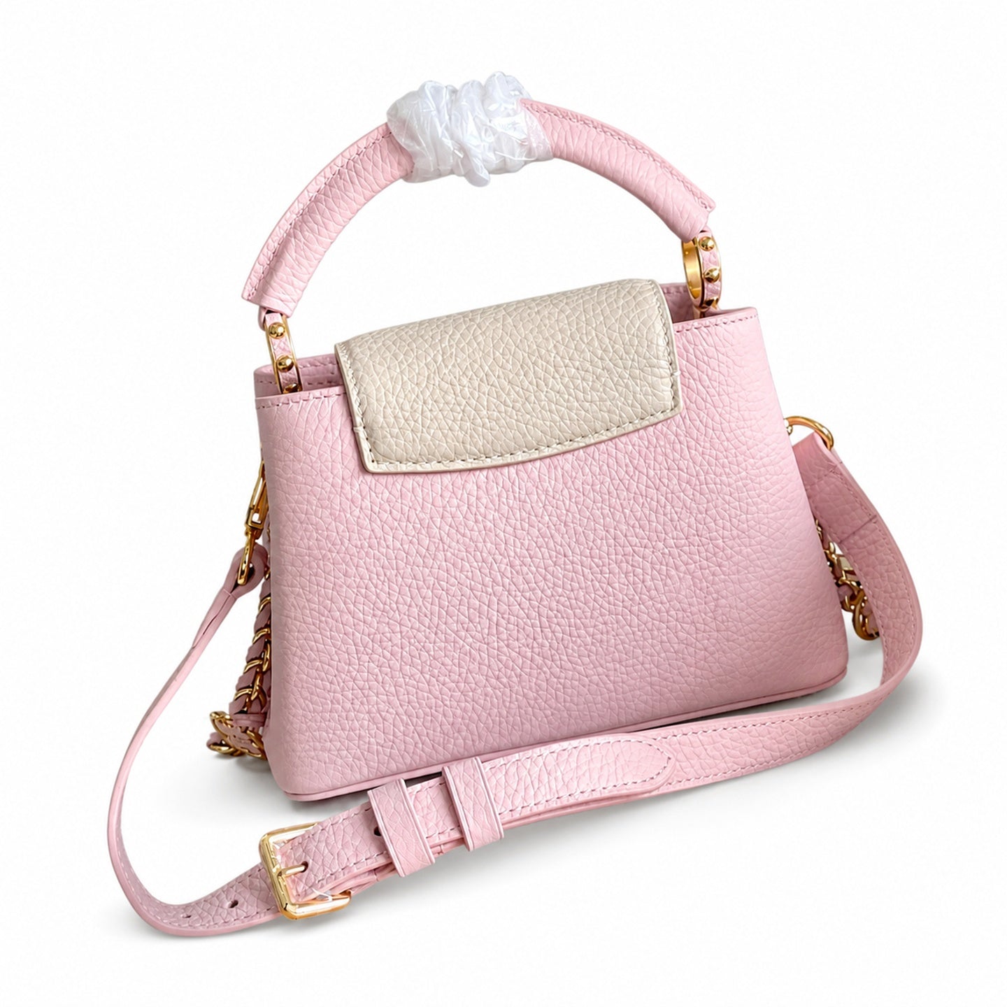 Louis Vuitton Capucines Mini Leather White Pink Gold Handbag