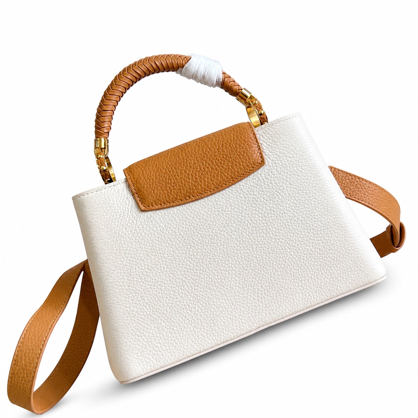 Louis Vuitton Capucines Small Leather White Brown Handbag