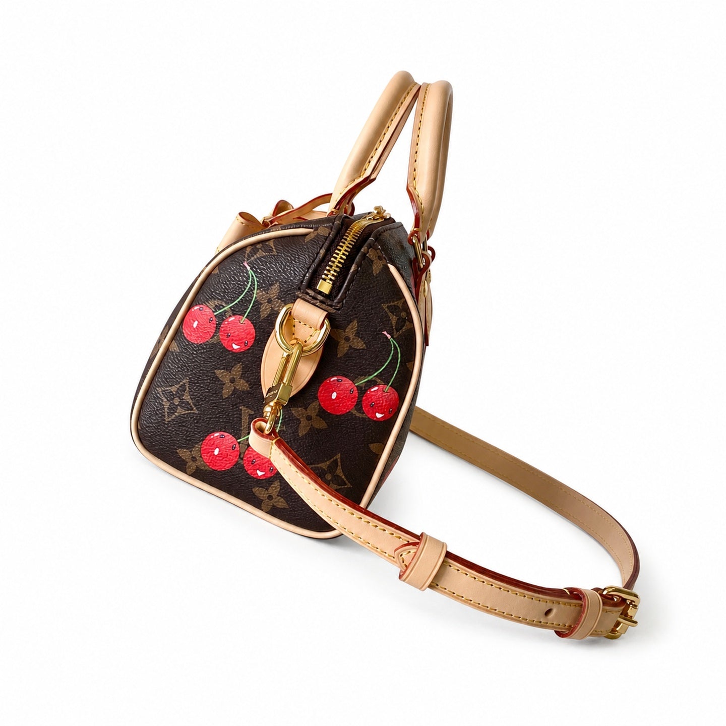 Louis Vuitton Speedy Bandouliere Takashi Murakami Canvas Leather Handbag