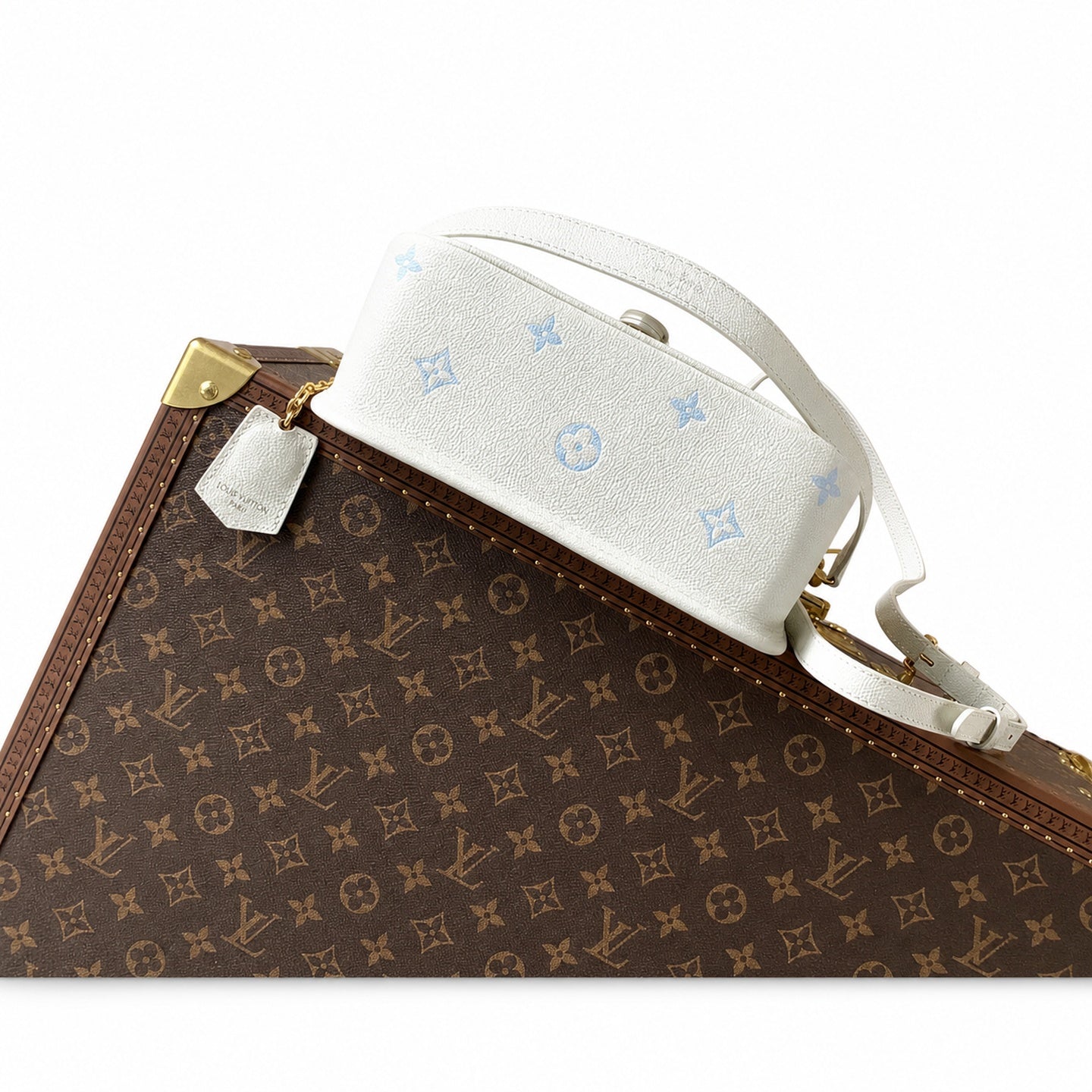 Louis Vuitton Diane Small Leather White Blue Gold Handbag
