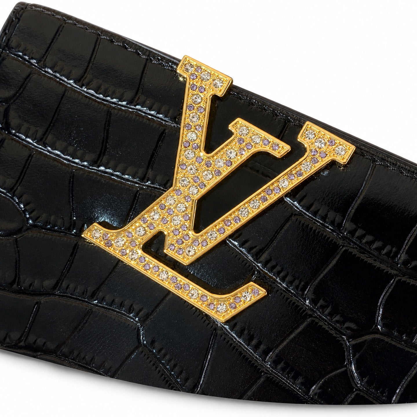 Louis Vuitton Capucines Mini Croc-Embossed Leather Black Handbag