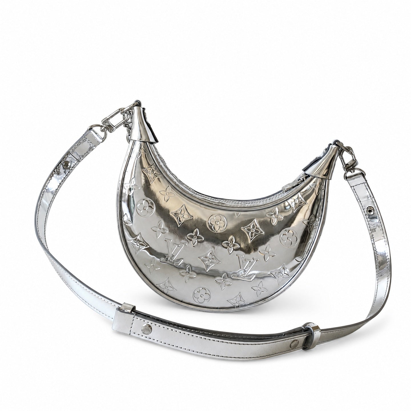 Louis Vuitton Loop Small Canvas Patent Leather Silver Handbag