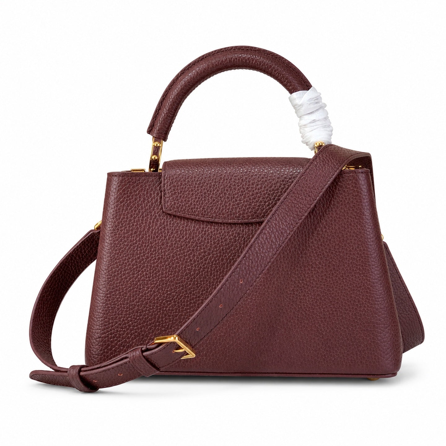 Louis Vuitton Capucines Leather White Gold Burgundy Handbag