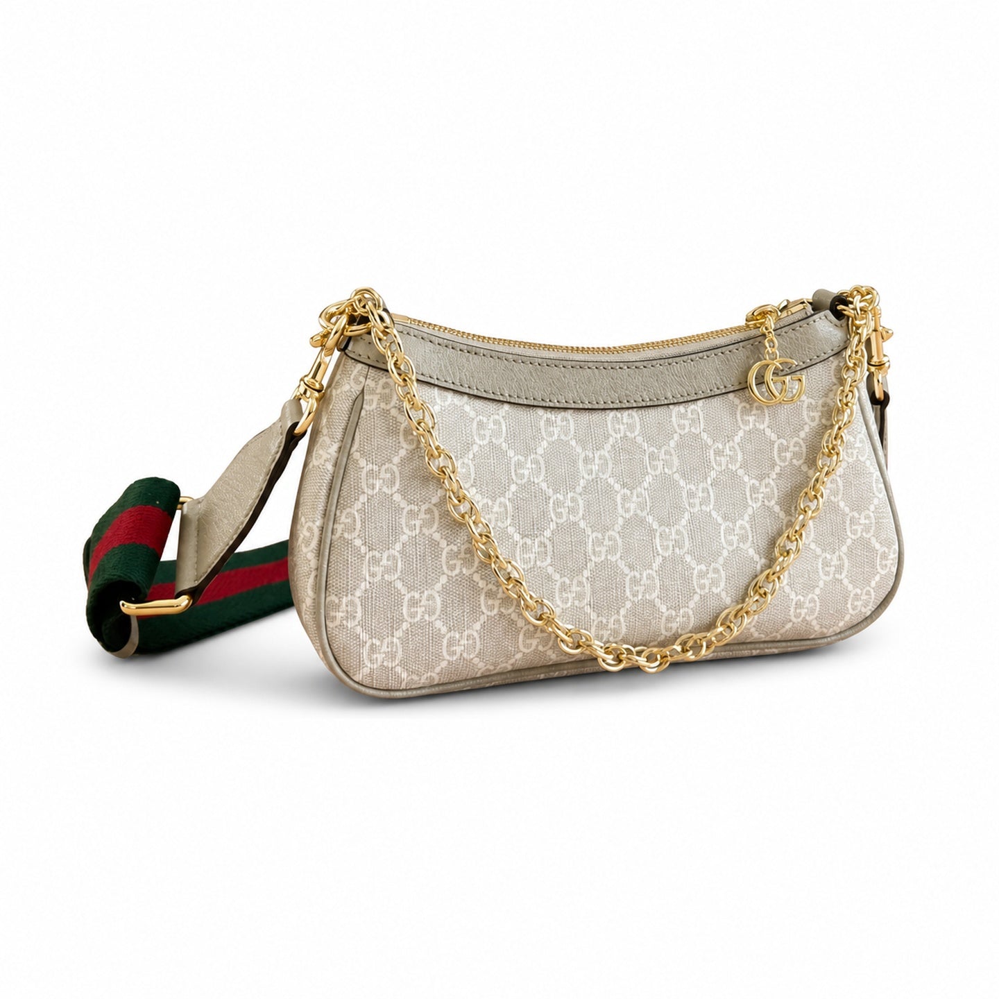 Gucci Ophidia Supreme Small Canvas Leather Beige Brown Charm
