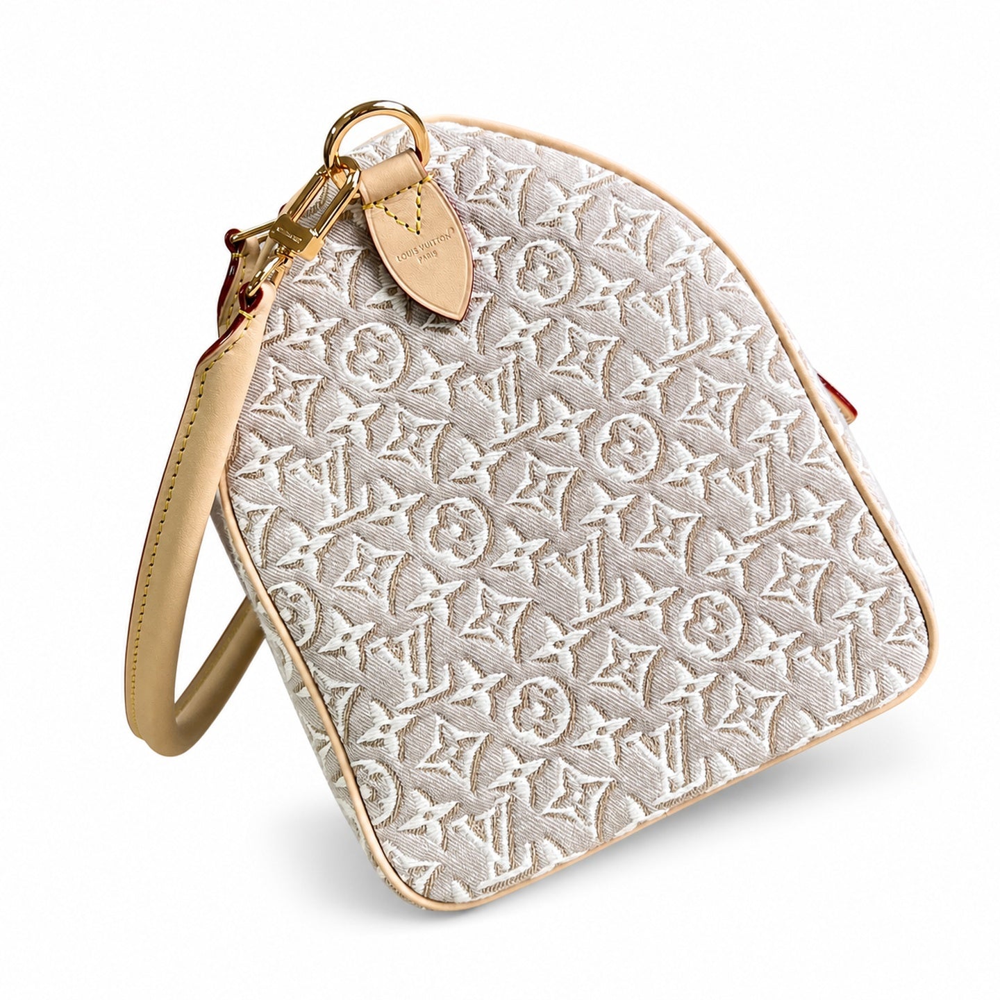 Louis Vuitton Speedy Embroidered Canvas Jacquard Leather Handbag