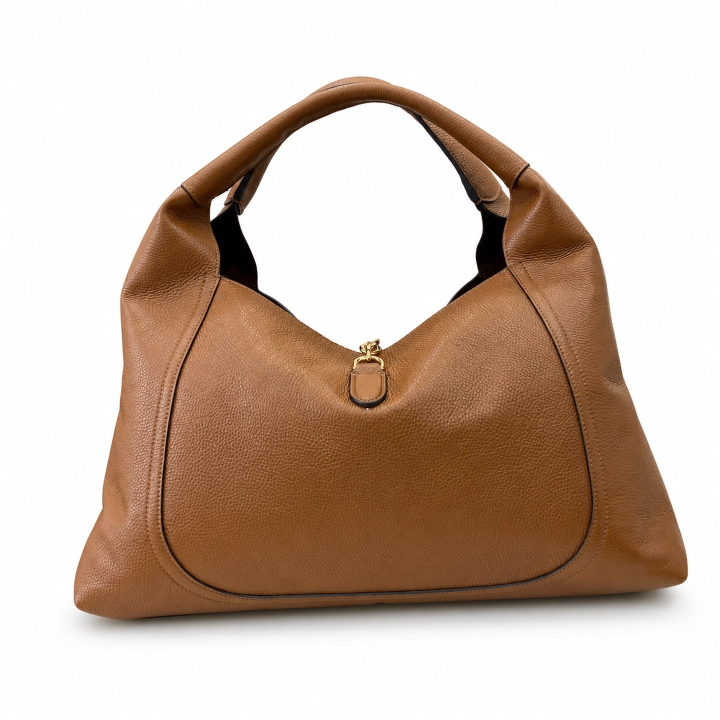 Gucci Horsebit Large Leather Brown Gold Bag