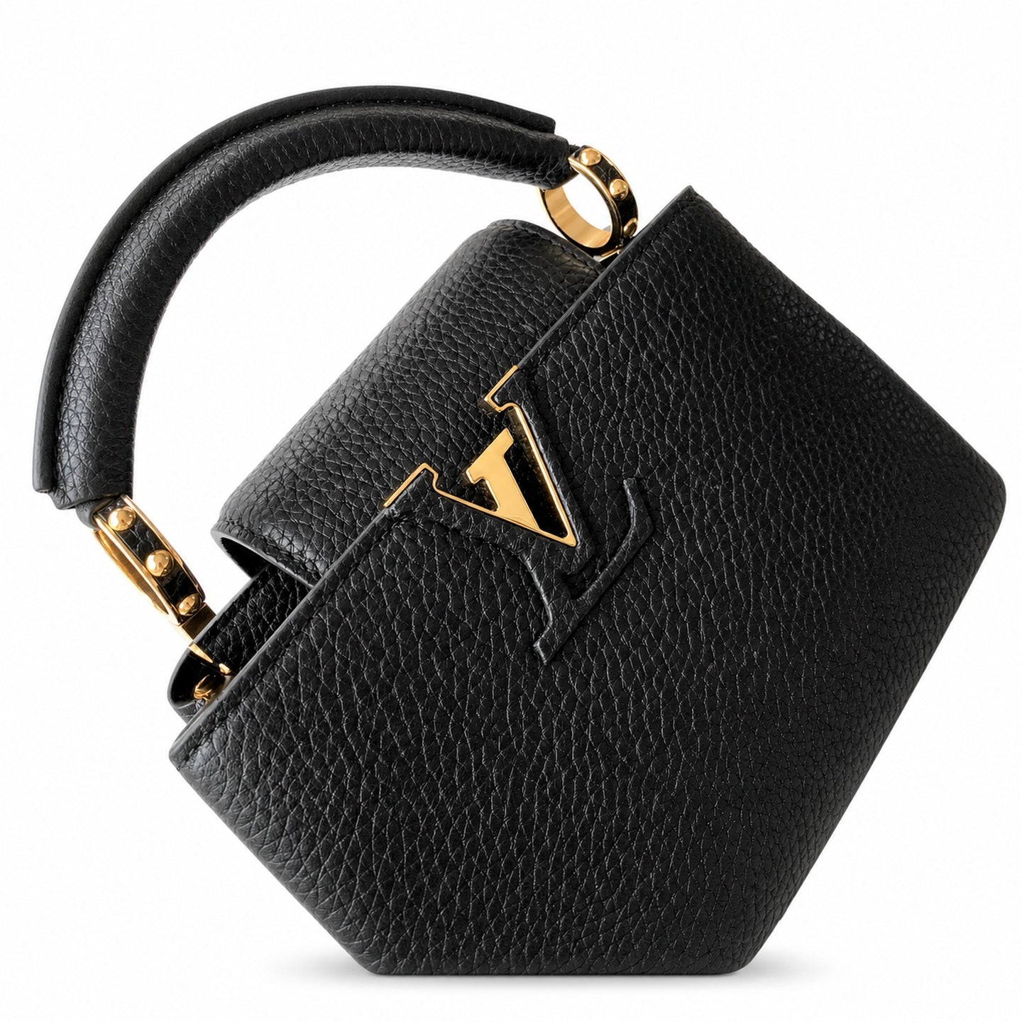 Louis Vuitton Capucines Leather Black Gold Handbag