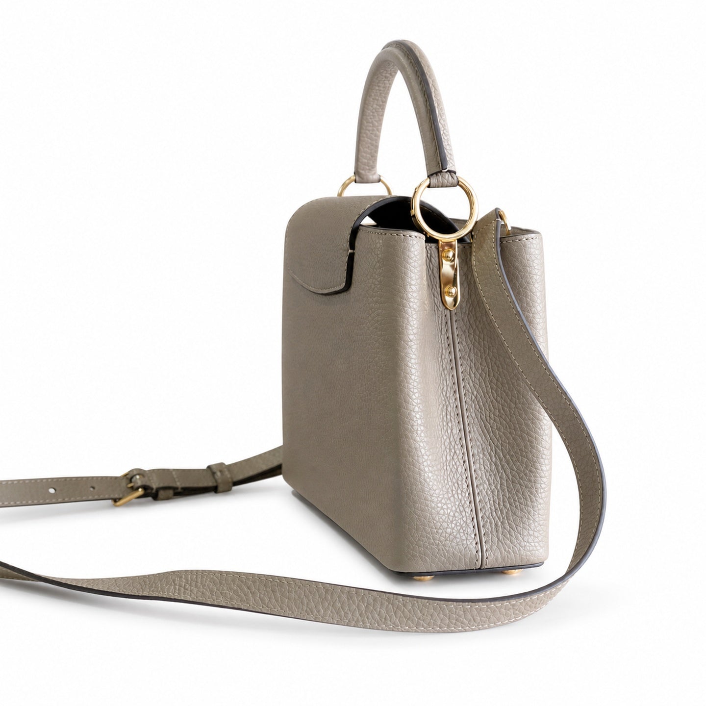Louis Vuitton Capucines Small Leather Gray Gold Handbag