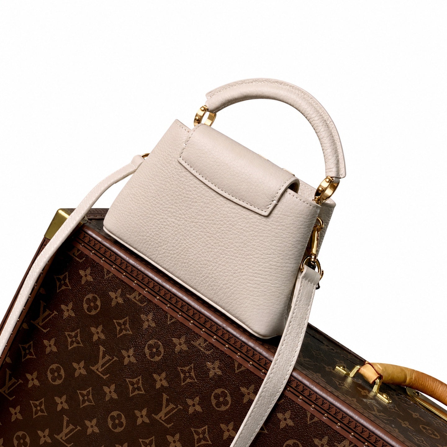 Louis Vuitton Capucines Mini Leather Beige Gray Handbag