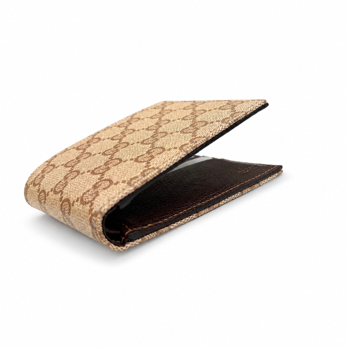 Gucci Canvas Leather Brown Gold Wallet