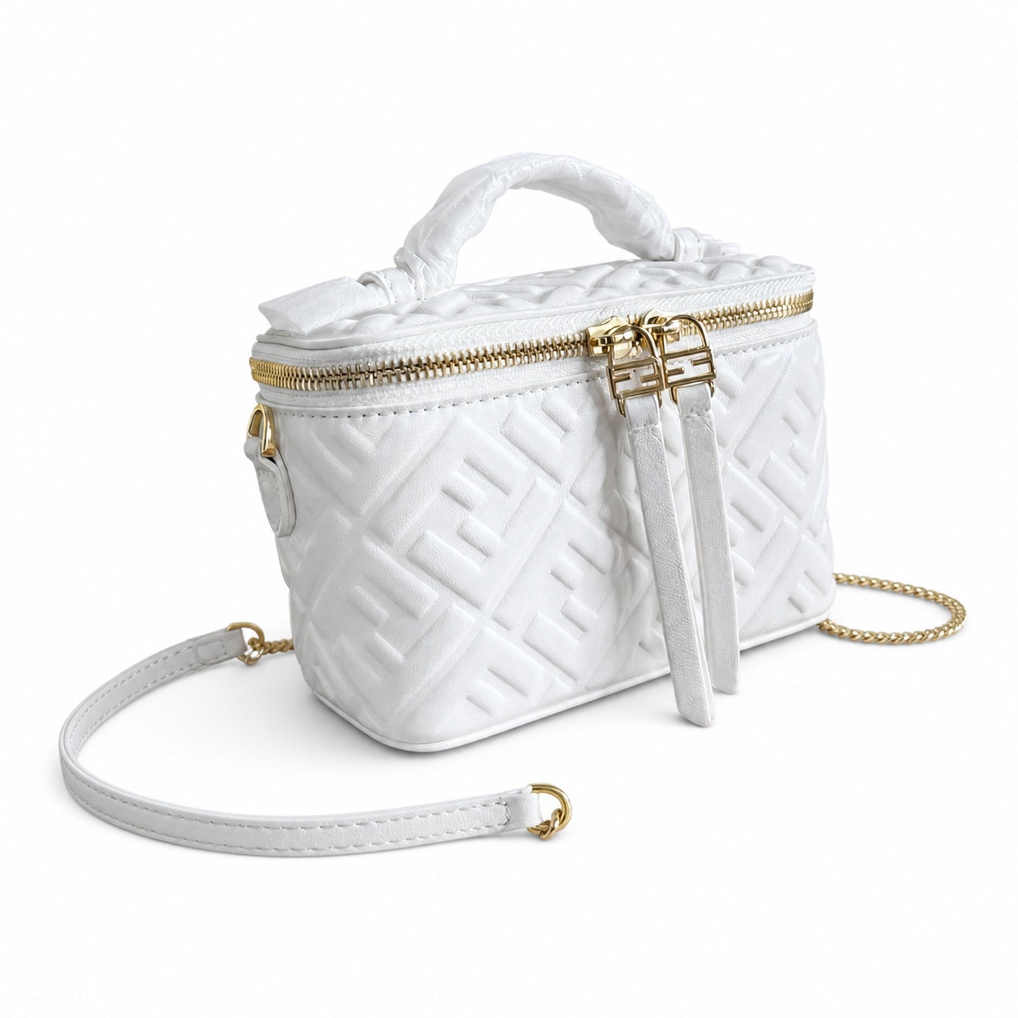 Fendi Mini Leather White Vanity Bag