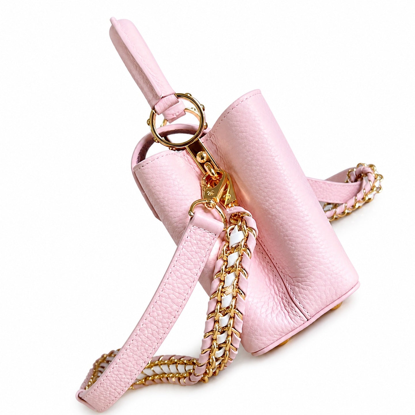 Louis Vuitton Capucines Small Knit Leather Pink Handbag