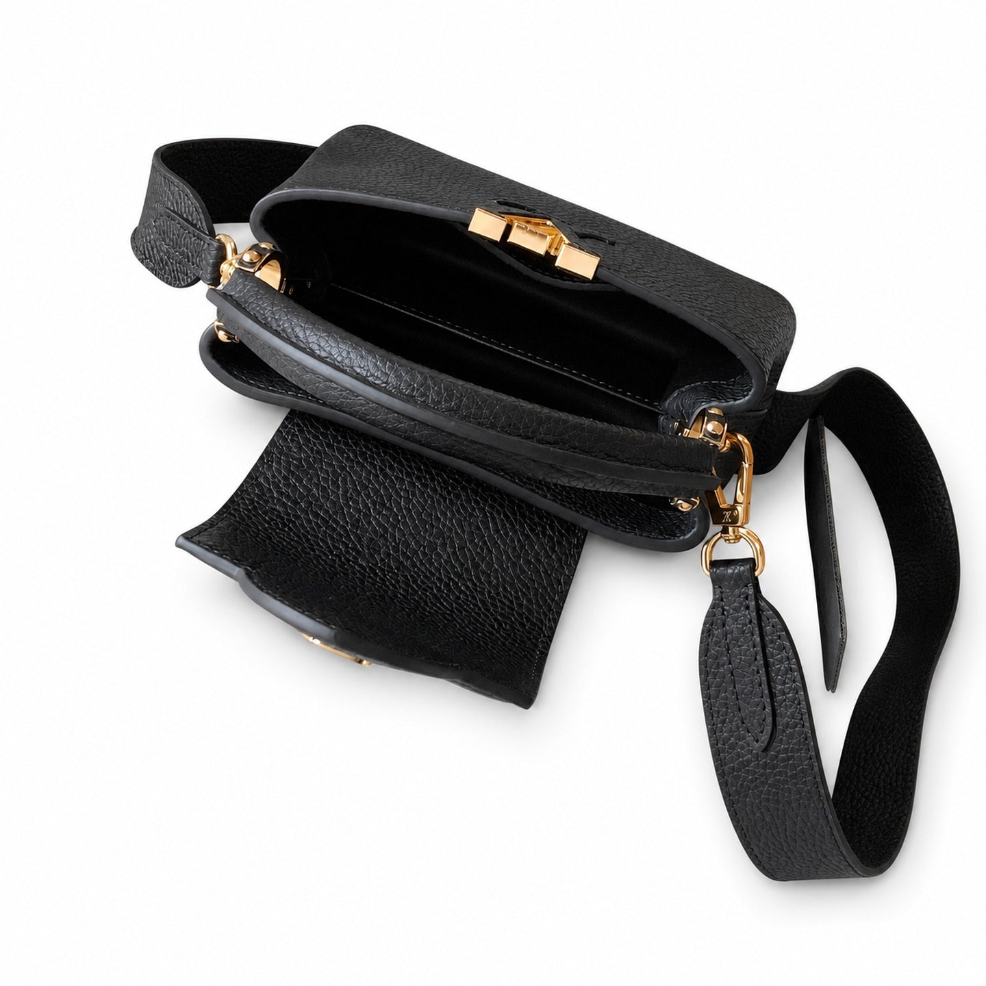 Louis Vuitton Capucines Leather Black Gold Handbag