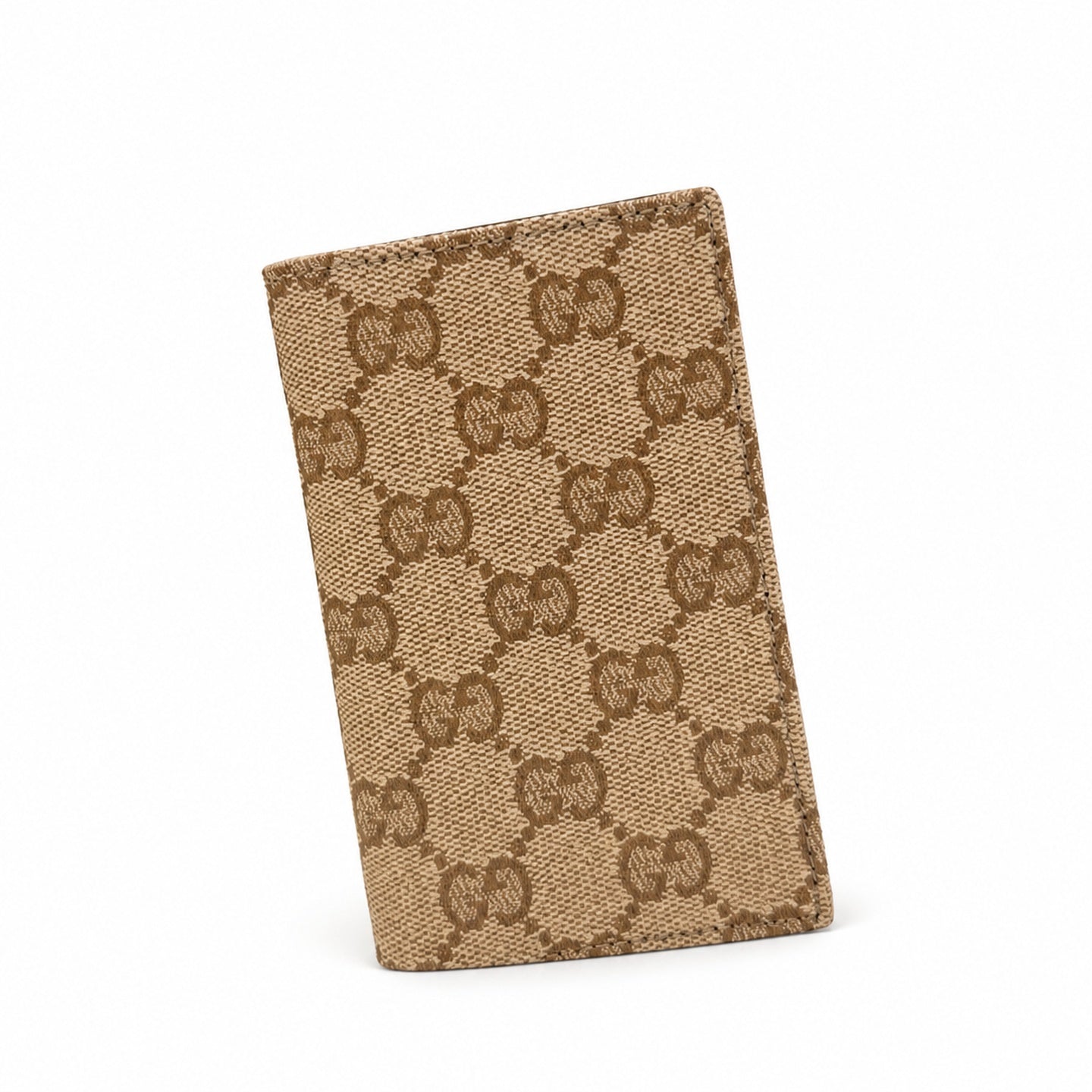 Gucci Canvas Leather Brown Gold Silver Card Holder