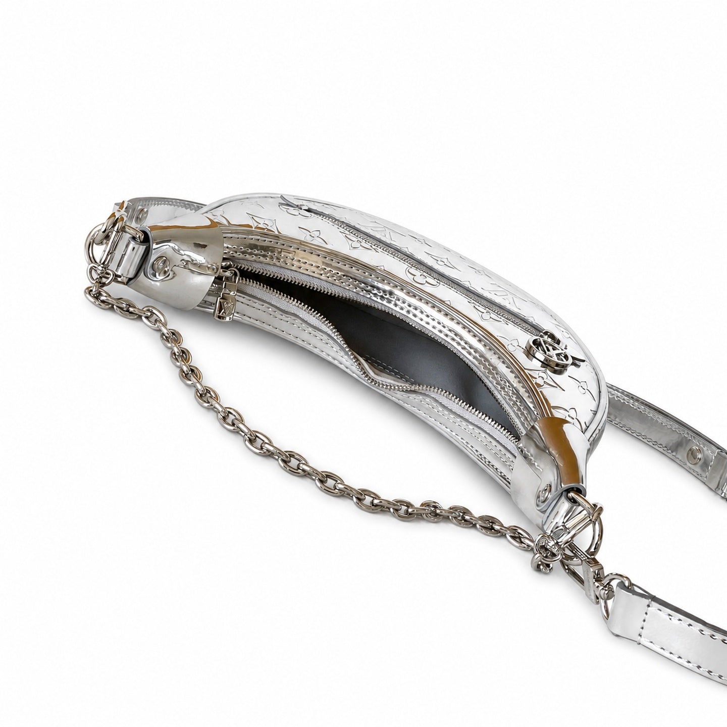 Louis Vuitton Loop Small Canvas Patent Leather Silver Handbag
