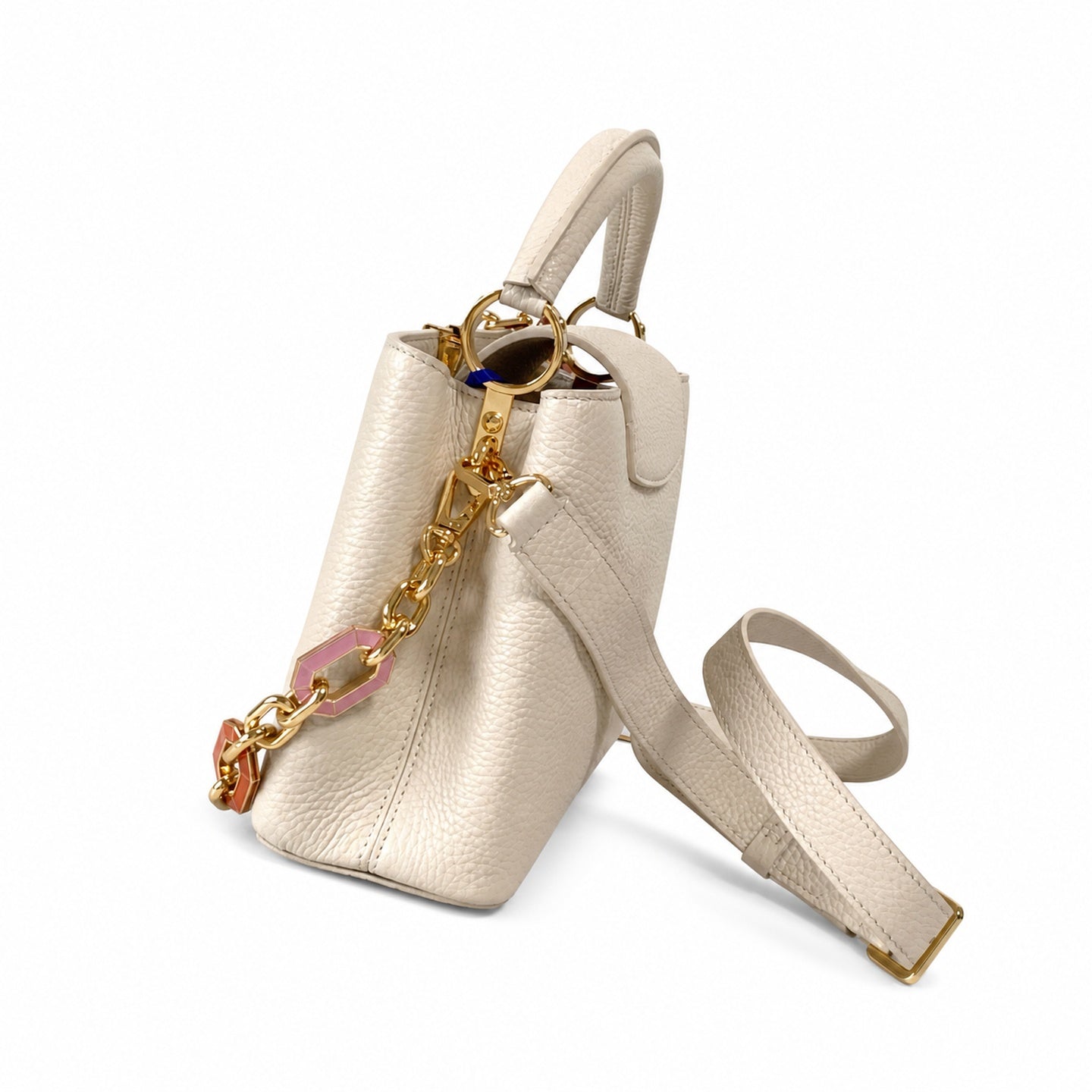 Louis Vuitton Capucines Small Leather White Gold Handbag
