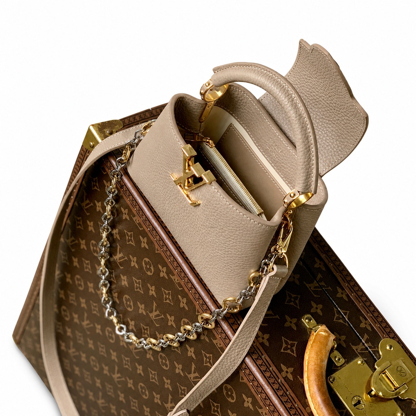 Louis Vuitton Capucines Mini Leather Gray Handbag