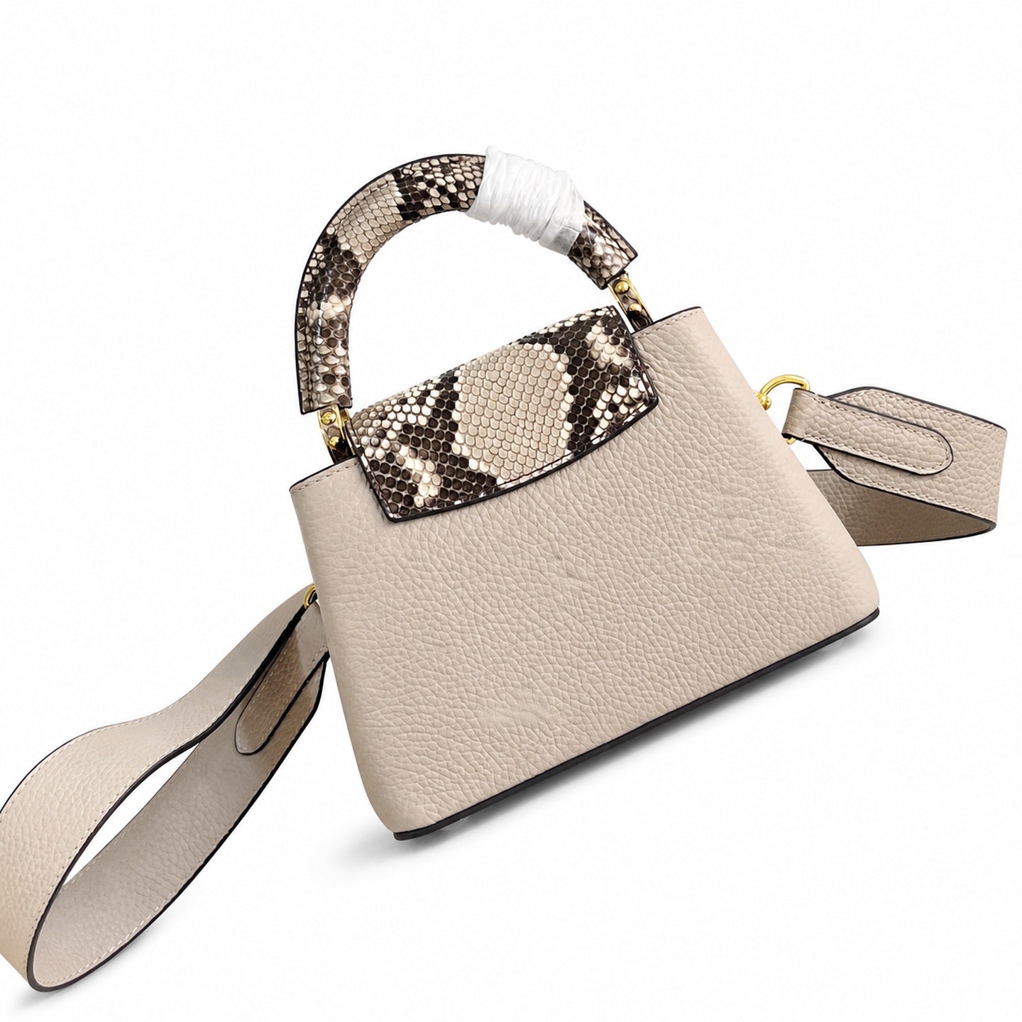 Louis Vuitton Capucines Mini Snakeskin Leather Gray Handbag