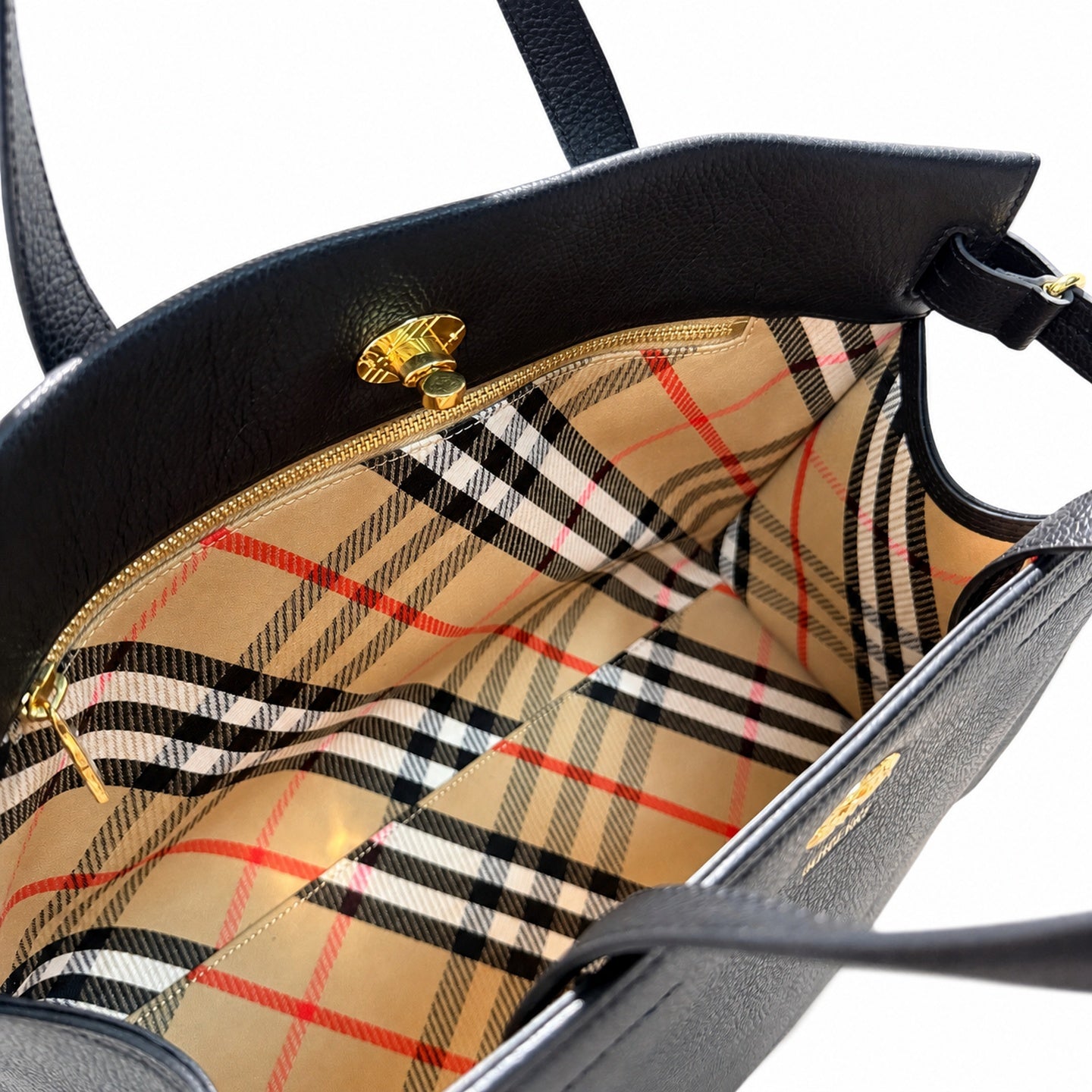 Burberry Cotswolds Cotton Leather Check Tote Bag