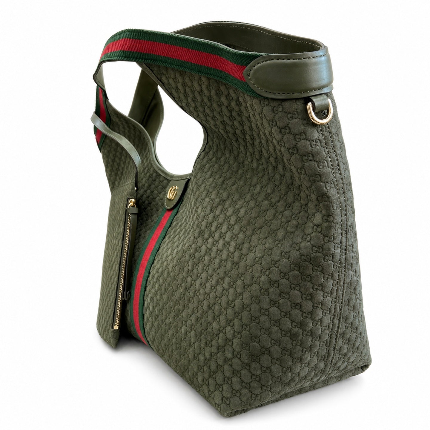 Gucci Giglio Cotton Suede Canvas Velvet Red Green Gold Handbag