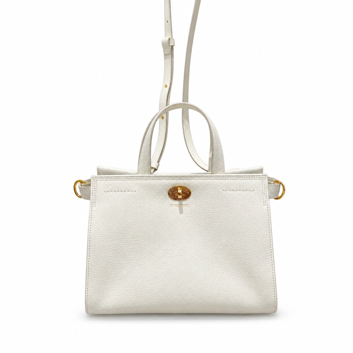 Burberry Cotton Leather Check Tote Bag