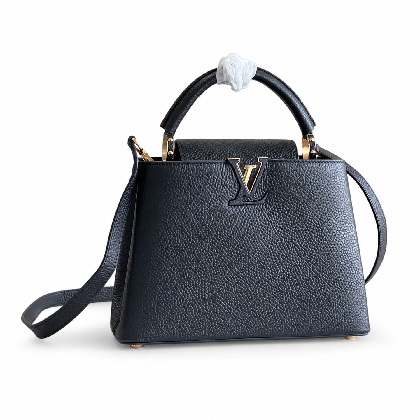 Louis Vuitton Capucines Small Leather Black Gold Handbag