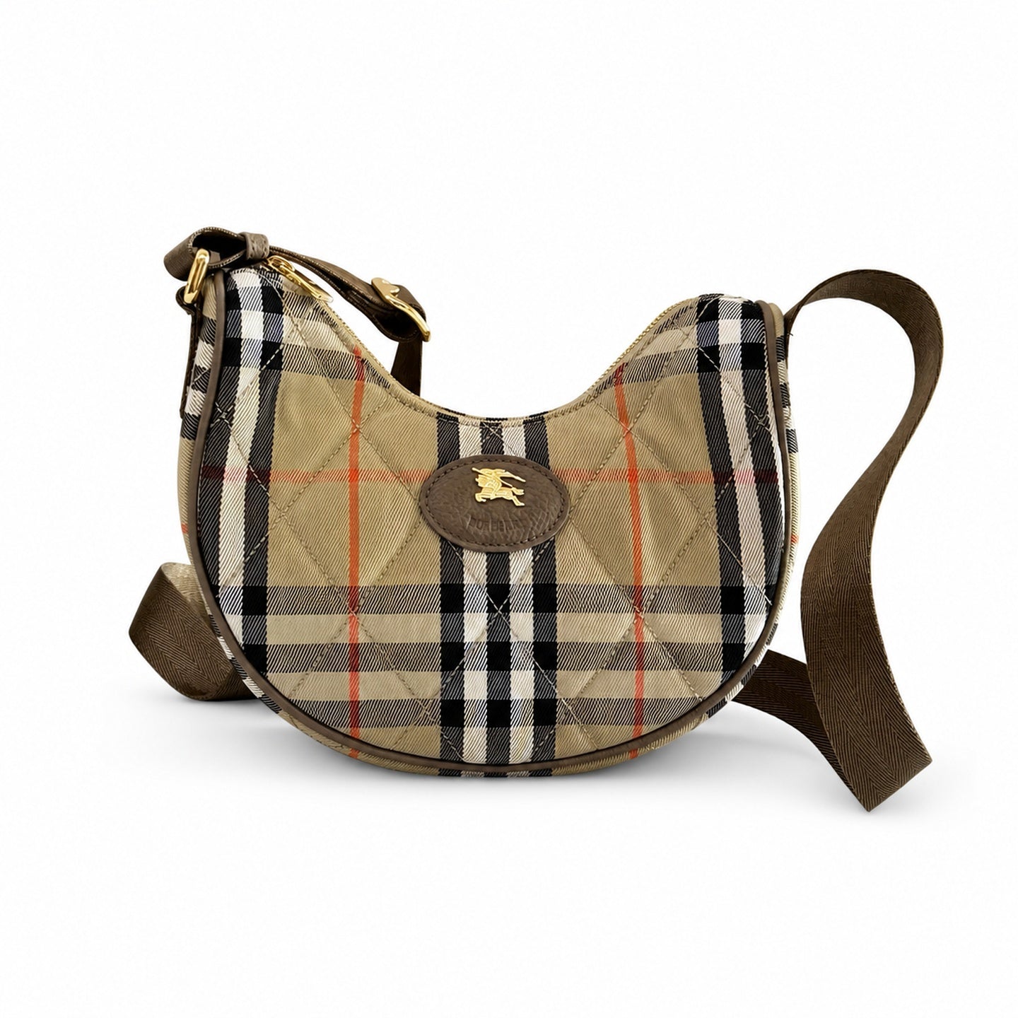 Burberry Horseshoe Quilted Check Crossbody Bag
