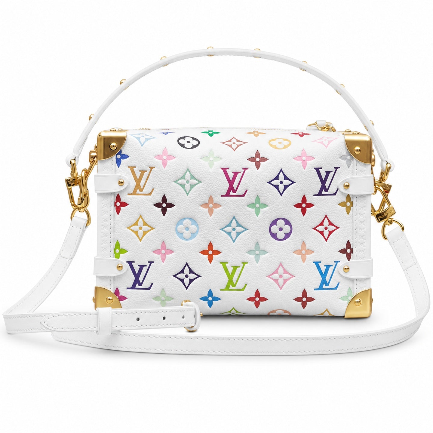 Louis Vuitton Side Trunk Medium Leather White Handbag