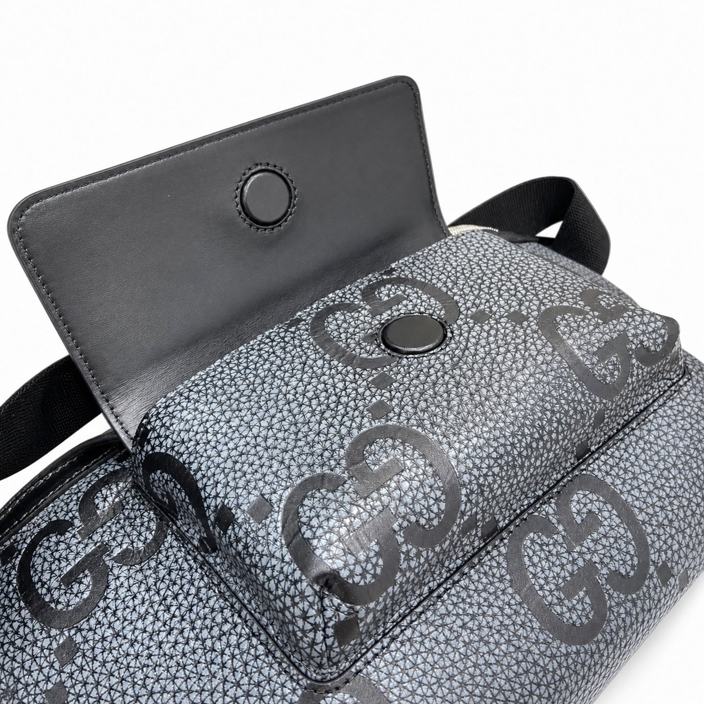 Gucci Cotton Leather Black Gray Charm