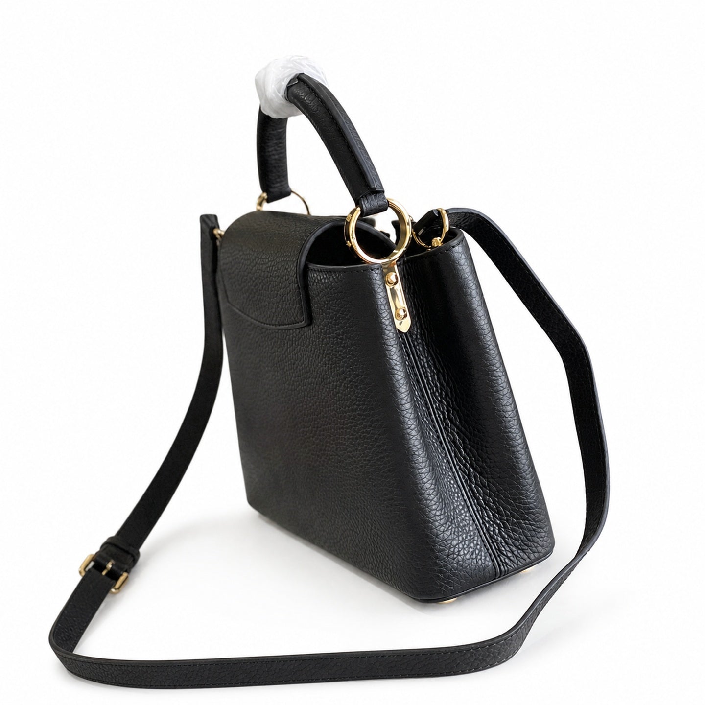 Louis Vuitton Capucines Small Leather Black Gold Handbag