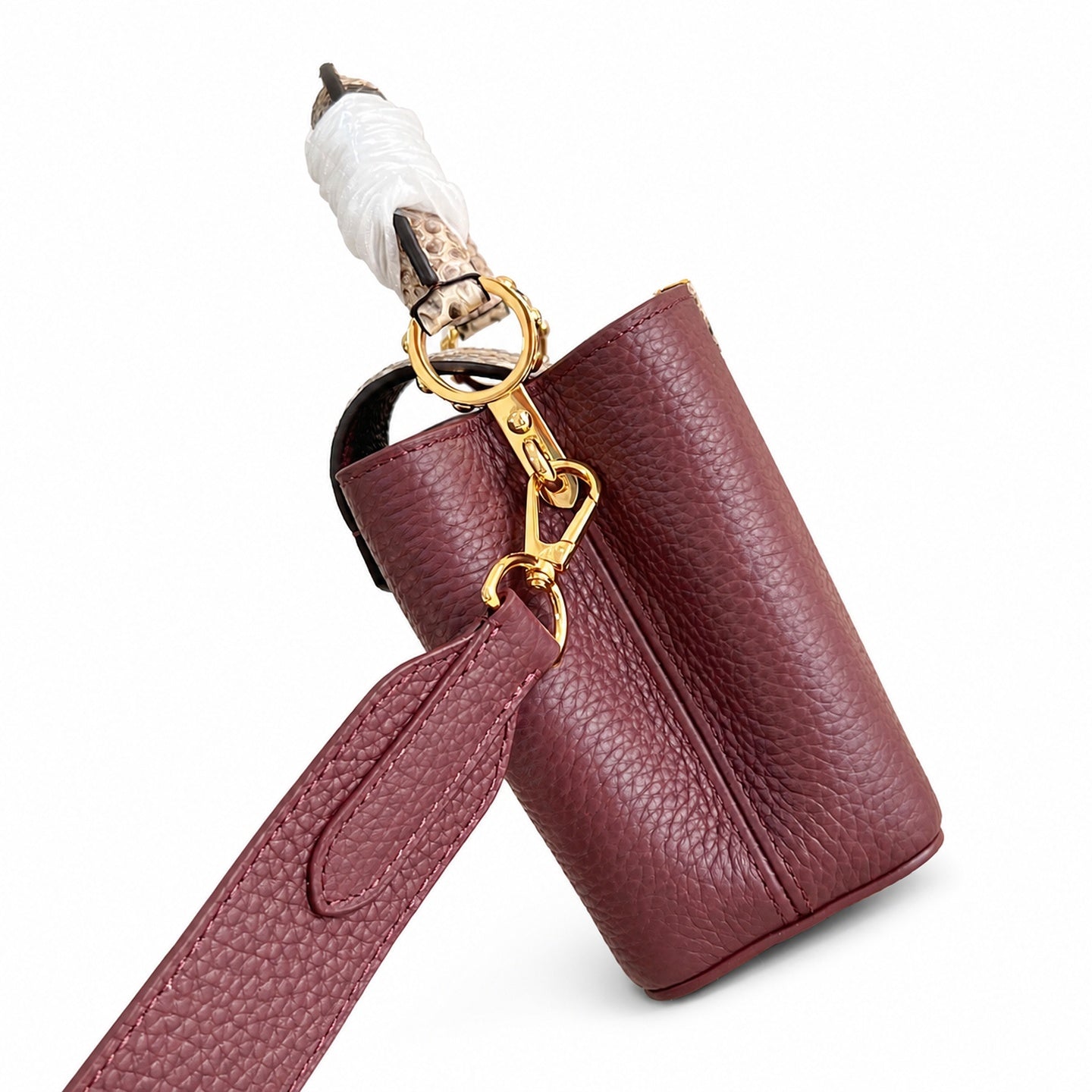 Louis Vuitton Capucines Mini Snakeskin Leather Burgundy Handbag