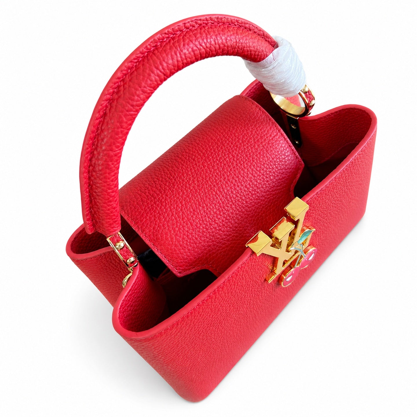 Louis Vuitton Capucines Takashi Murakami Small Denim Leather Red Gold Handbag