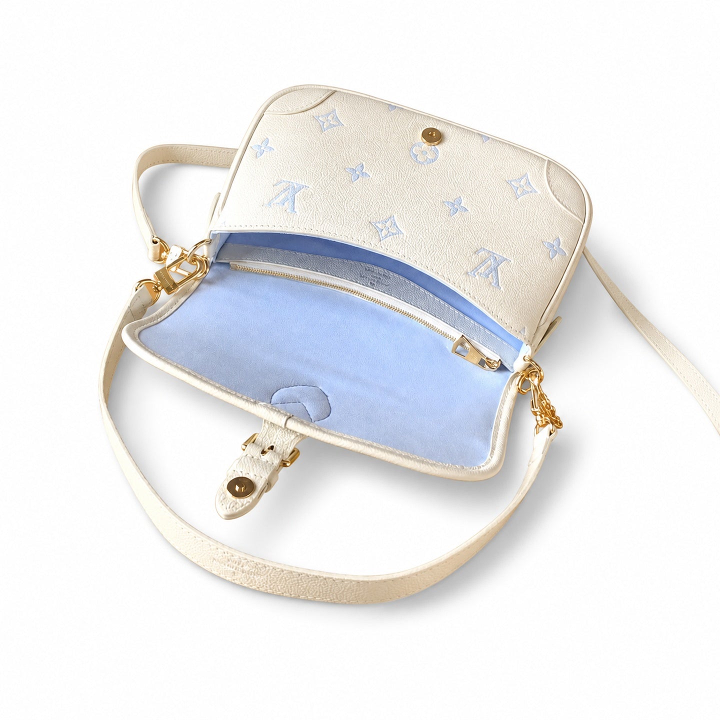Louis Vuitton Diane Small Leather White Blue Gold Handbag