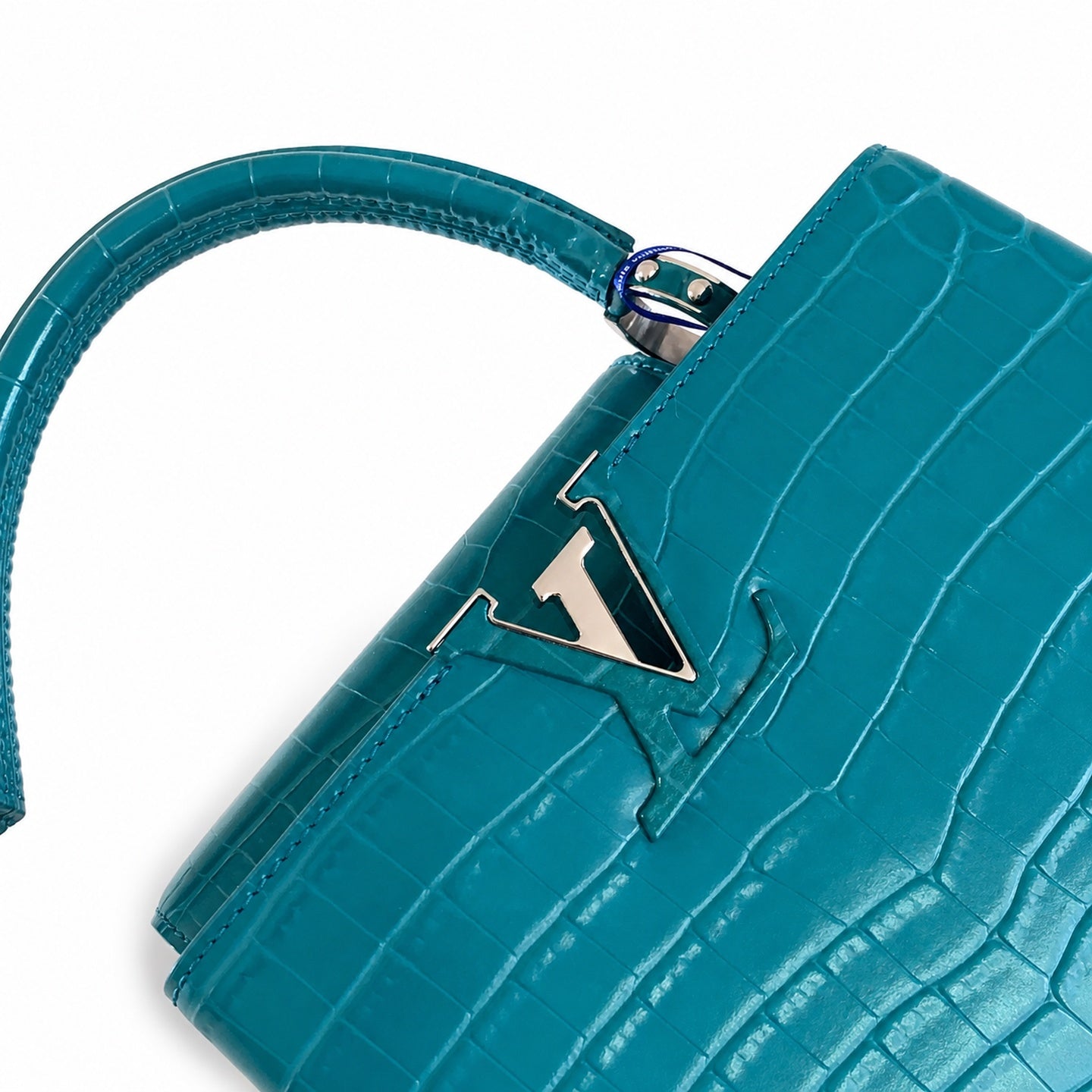 Louis Vuitton Capucines Medium Croc-Embossed Leather Green Silver Handbag