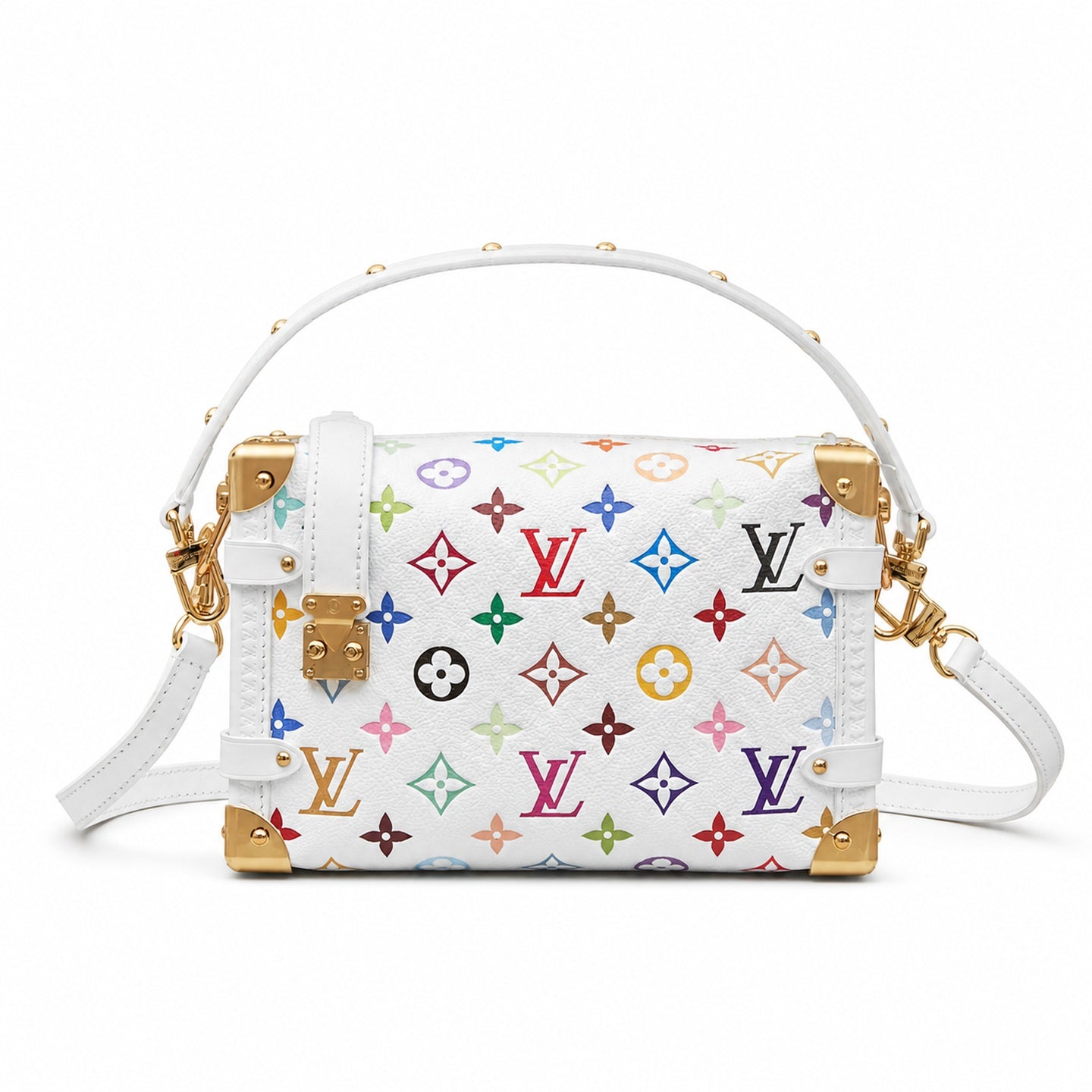 Louis Vuitton Side Trunk Medium Leather White Handbag