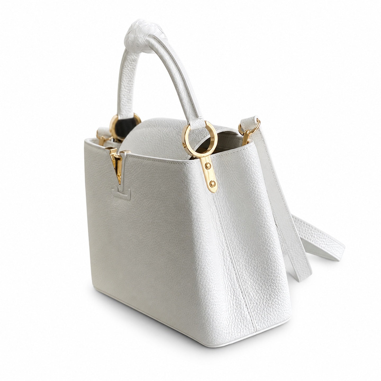 Louis Vuitton Capucines Medium Snakeskin Leather White Gold Handbag