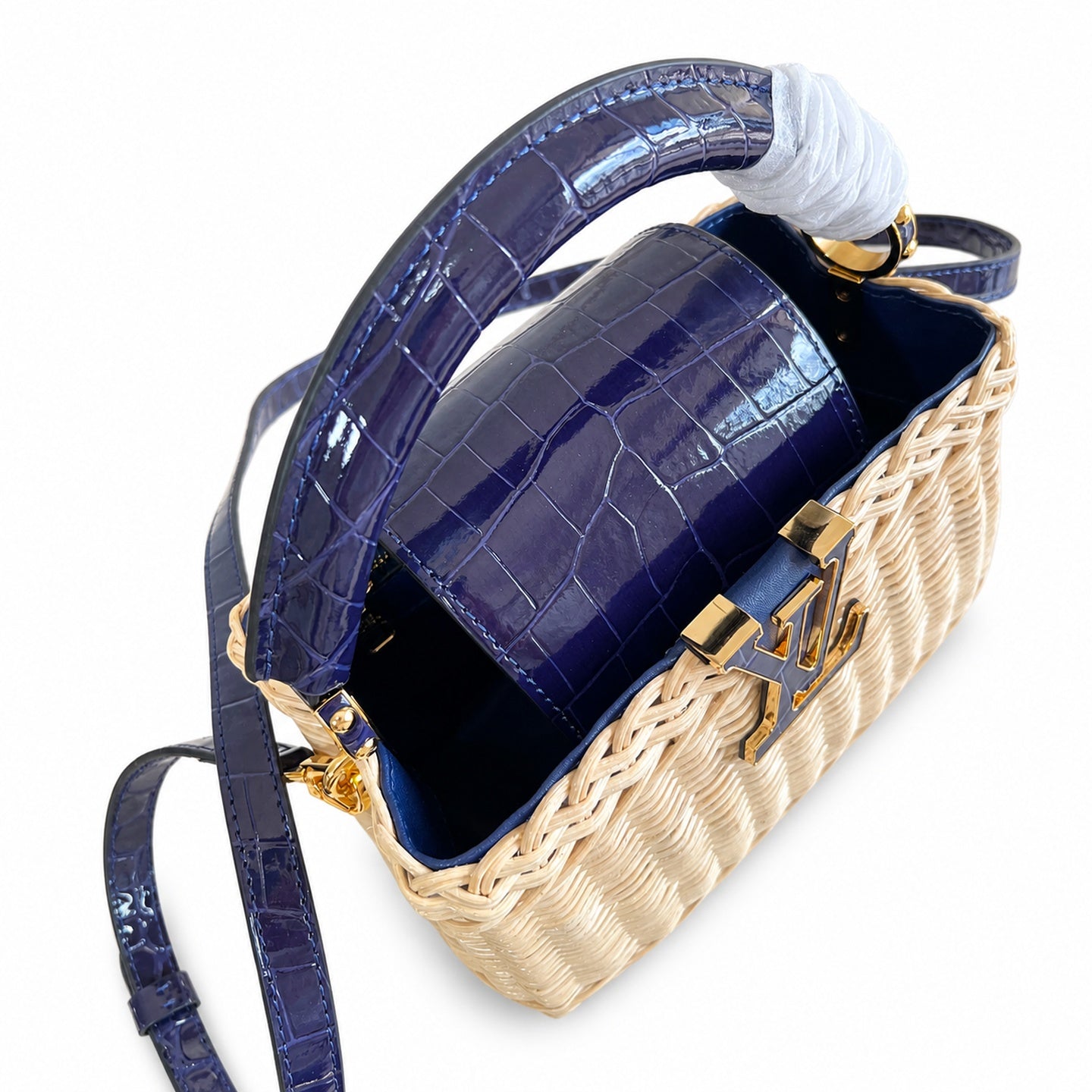 Louis Vuitton Capucines Mini Leather Blue Handbag