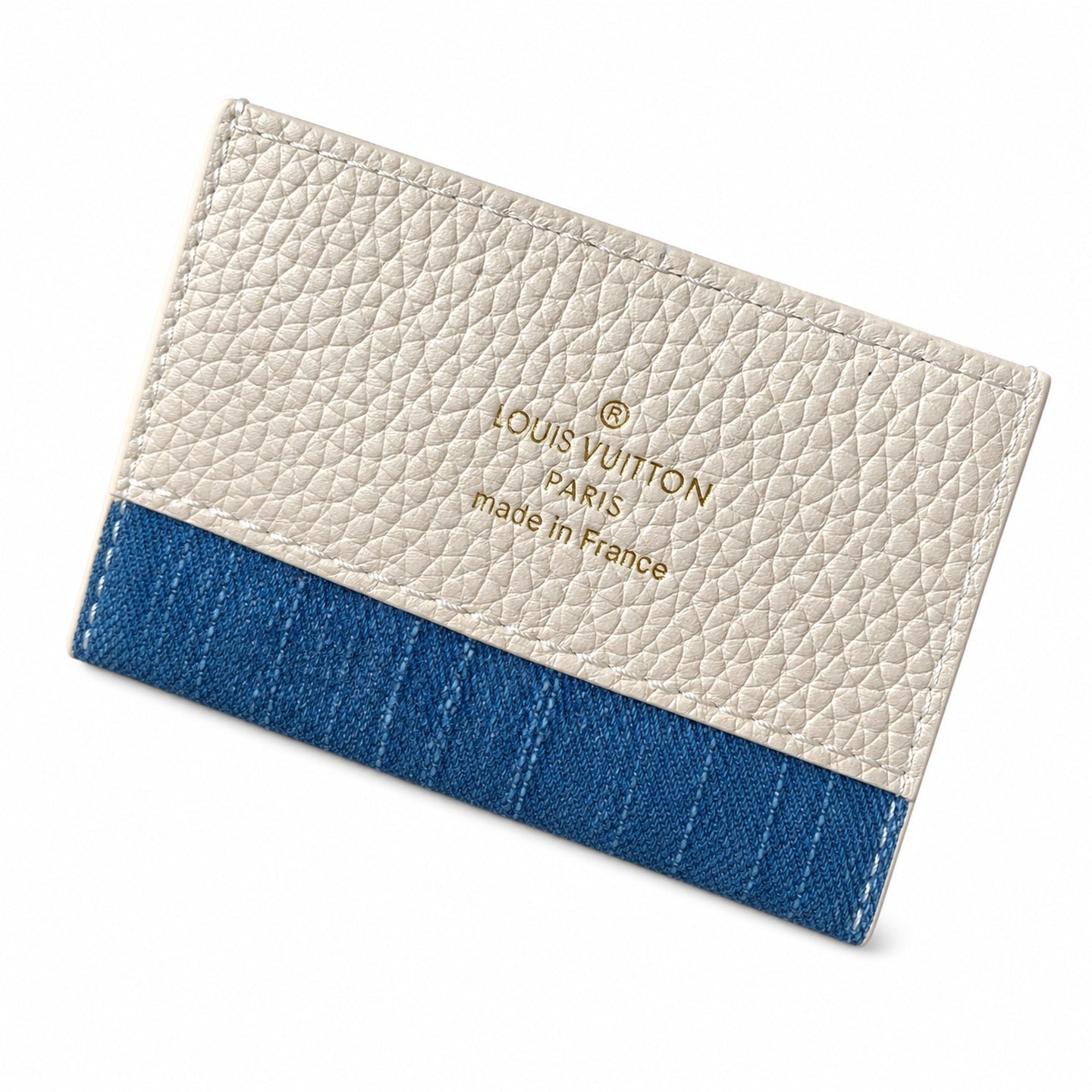Louis Vuitton Capucines Embroidered Denim Leather White Handbag