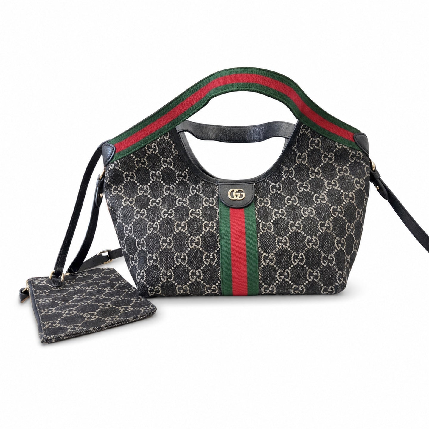 Gucci Giglio Small Denim Leather Black Tote Bag