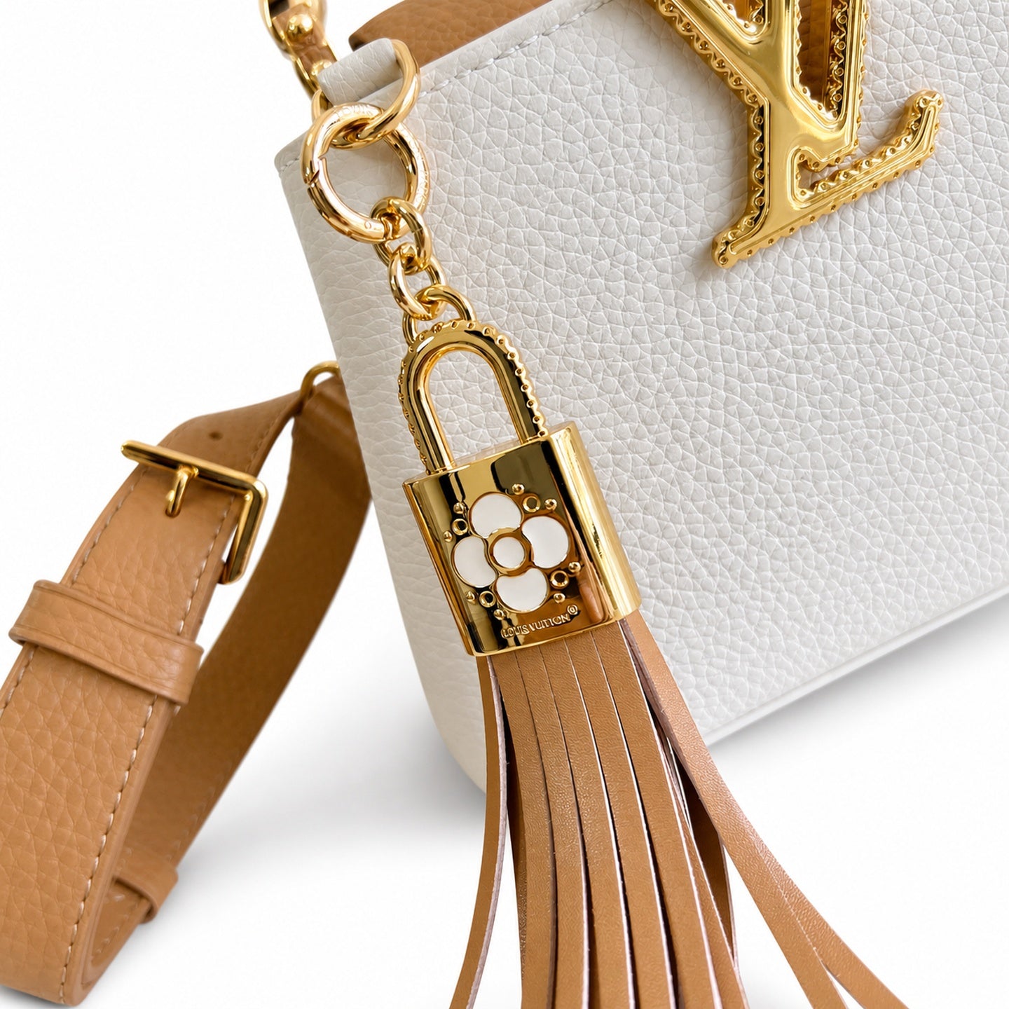Louis Vuitton Capucines Mini Leather White Brown Handbag