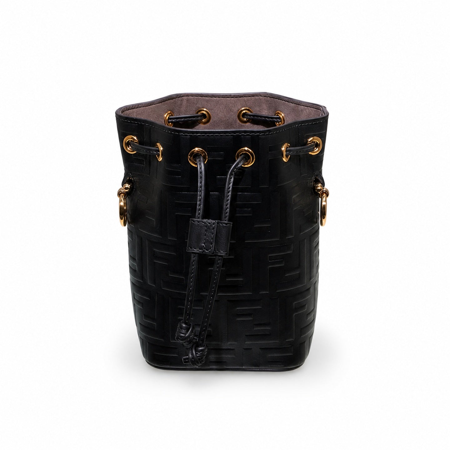 Fendi Mon Tresor Small Leather Black Bucket Bag