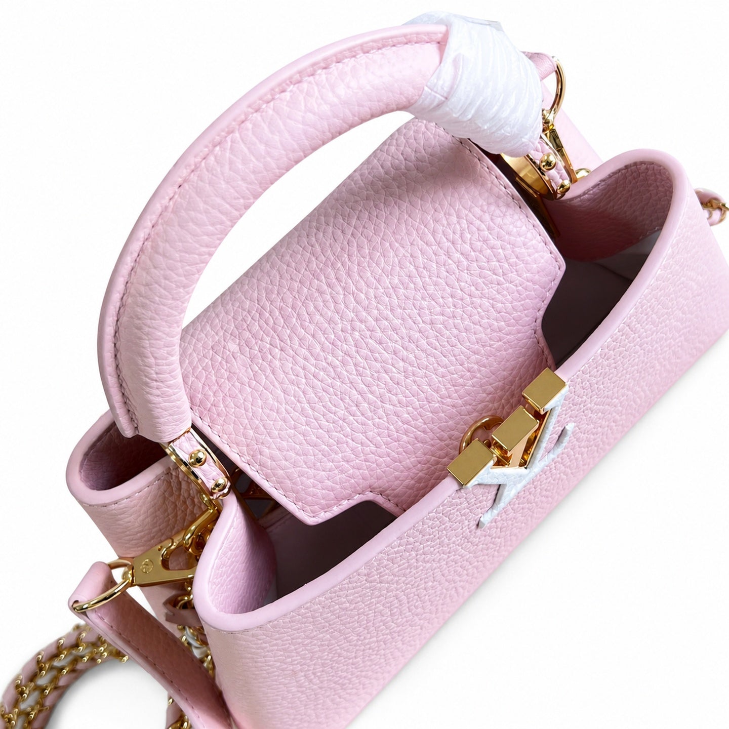 Louis Vuitton Capucines Small Knit Leather Pink Handbag